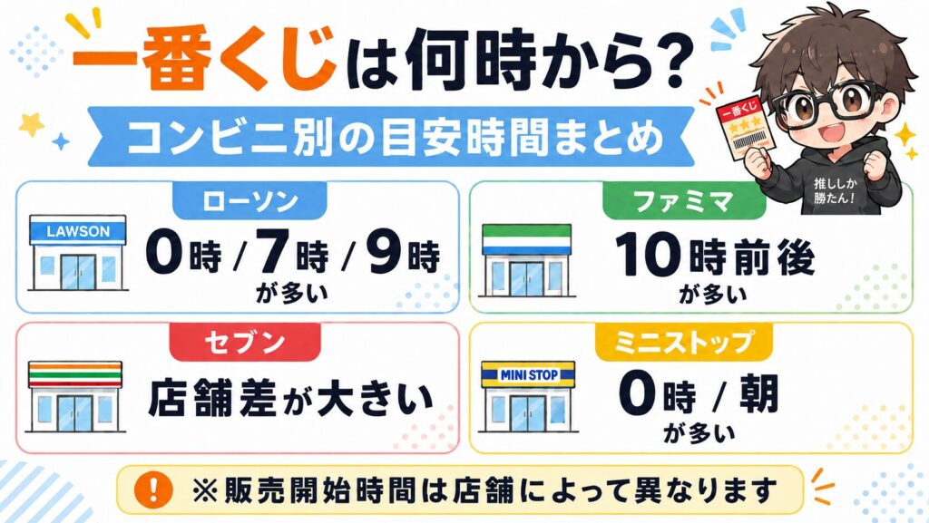 2026年最新】コンビニの一番くじは何時から？大手4社の開始時間傾向を