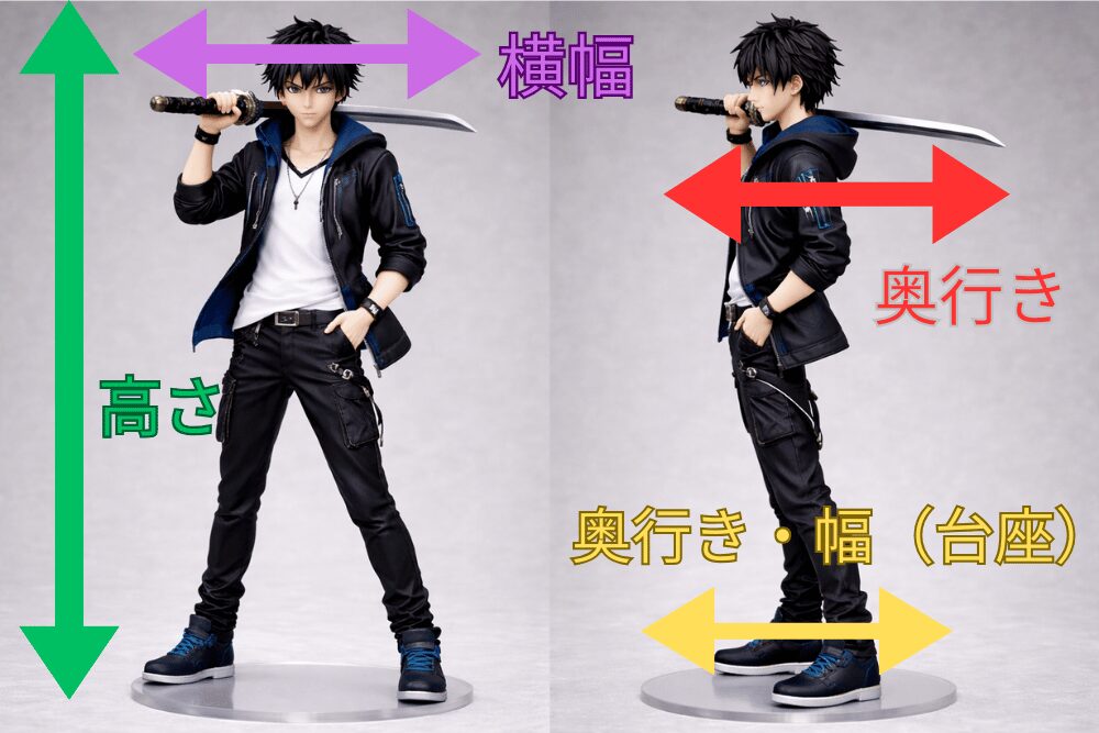 フィギュアの採寸可視化画像