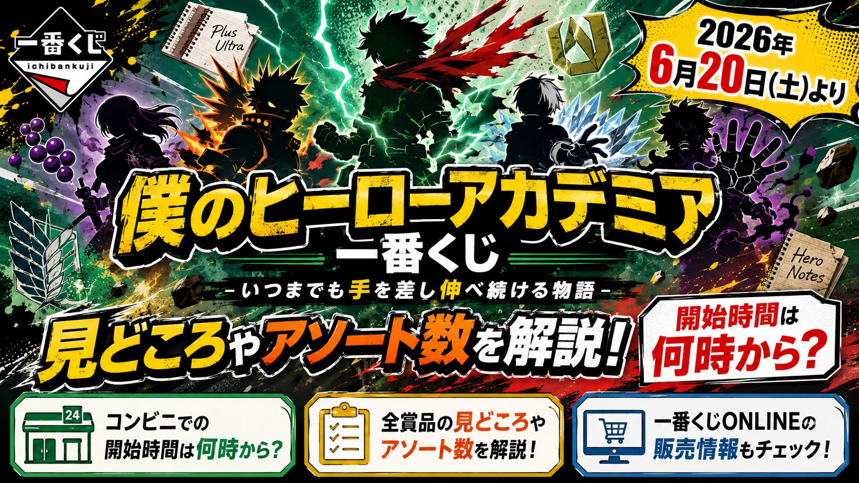 まとめ買いしてくれると嬉しい 6月20日】ヒロアカ一番くじの見どころやアソート数を紹介！開始時間