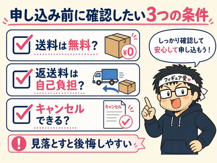 注意点2：送料・返送料・キャンセル条件を確認する