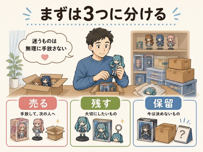 売る・残す・保留に分ける整理方法